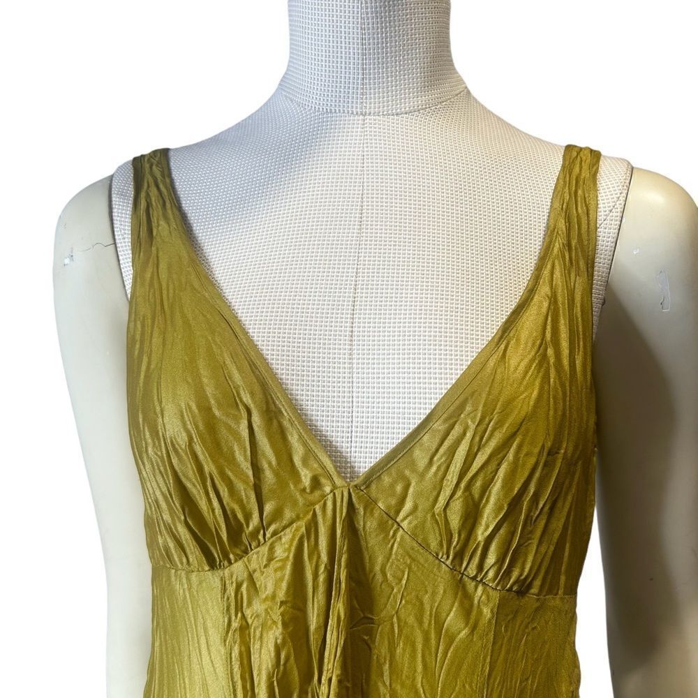 Banana Republic Satin Gold Chartreuse Hanker-chief Hem Formal Sleeveless Dress - Picture 4 of 9